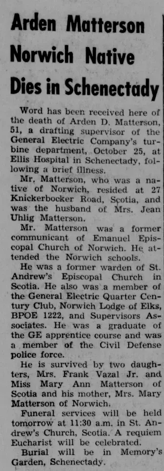Obituary Newspaper clipping from Oct 27, 1961 5787117