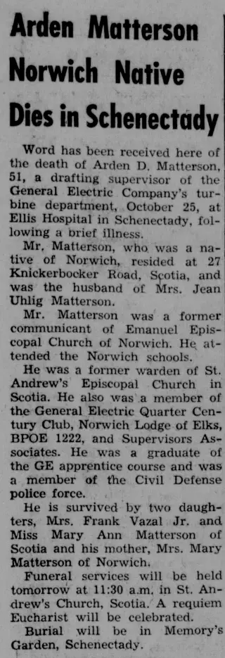 Obituary Newspaper clipping from Oct 27, 1961 5787123