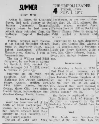 Obituary Newspaper clipping from Nov 1, 1972 5787694