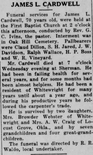 Obituary Newspaper clipping from Jun 8, 1933 5788411