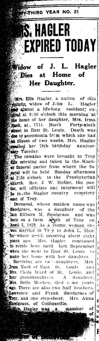 Obituary Newspaper clipping from Apr 8, 1938 5788442