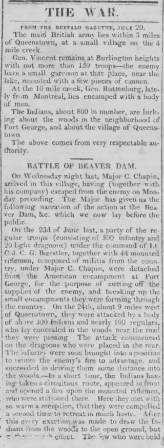 War Newspaper clipping from Aug 10, 1813 5788951