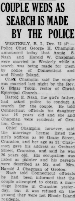 Marriage Newspaper clipping from Dec 12, 1933 5789415