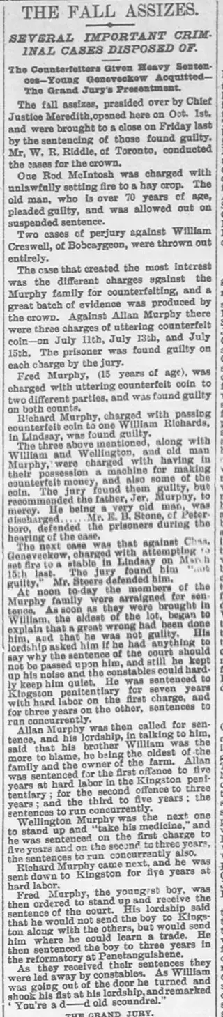Crime Newspaper clipping from Oct 11, 1894 5789624