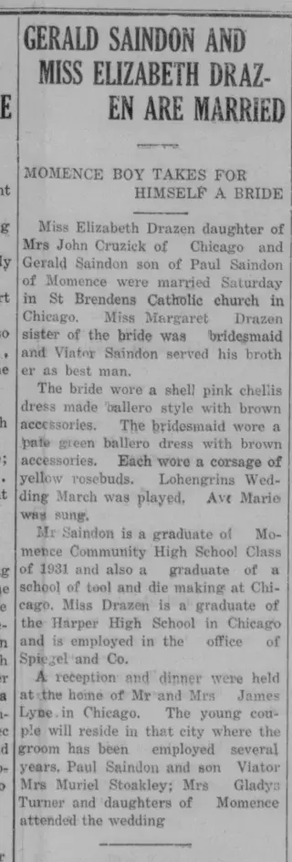 Marriage Newspaper clipping from Feb 10, 1938 5790131