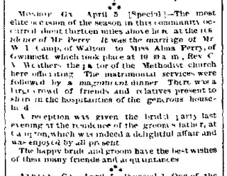 Marriage Newspaper clipping from Apr 6, 1890 5790224