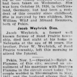 Obituary Newspaper clipping from Nov 5, 1915 5790756
