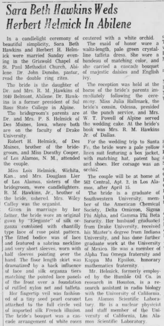 Marriage Newspaper clipping from Apr 17, 1958 5791550