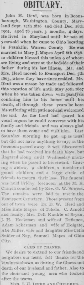 Obituary Newspaper clipping from Jan 7, 1905 5792227