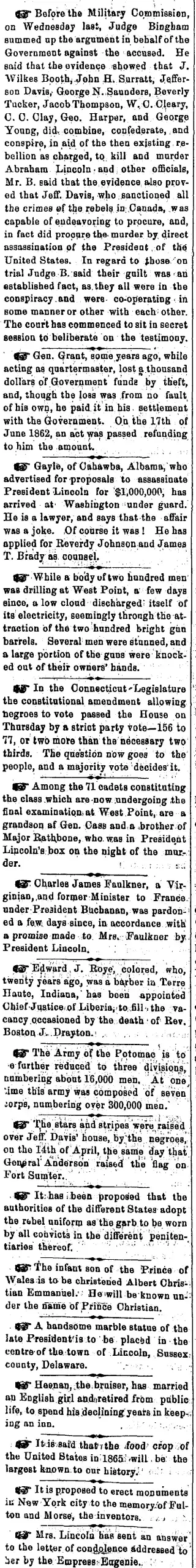 other Newspaper clipping from Jul 1, 1865 5792993