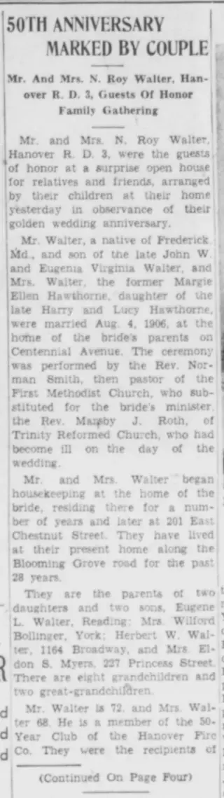 Anniversary Newspaper clipping from Aug 6, 1956 5793038