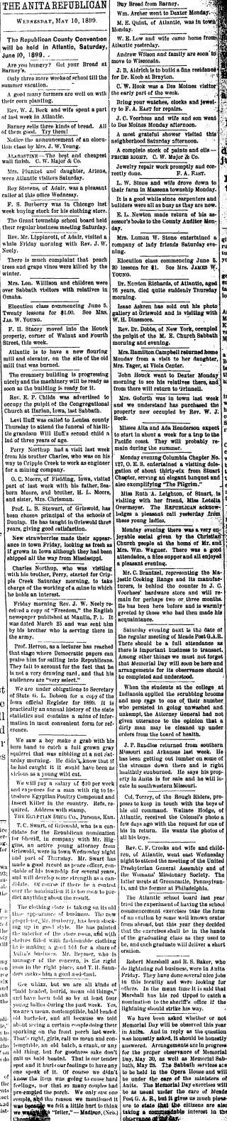other Newspaper clipping from May 10, 1899 5793795