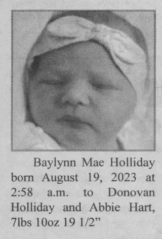 Birth Newspaper clipping from Aug 26, 2023 5793915