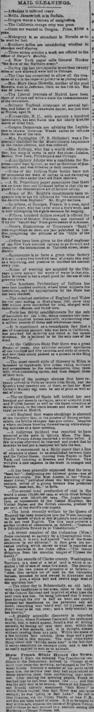 other Newspaper clipping from Nov 10, 1868 5796048