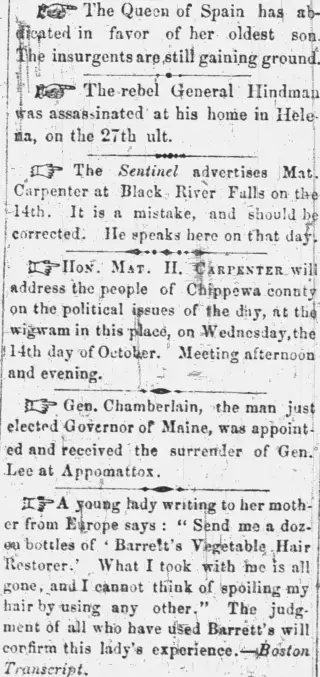 other Newspaper clipping from Oct 3, 1868 5796056