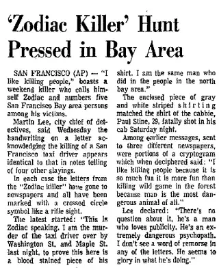 Murders Newspaper clipping from Oct 16, 1969 5796118
