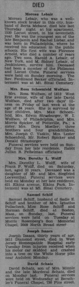 Obituary Newspaper clipping from May 8, 1931 5796142