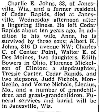 Obituary Newspaper clipping from Oct 27, 1938 5797055