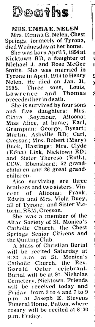 Obituary Newspaper clipping from Aug 12, 1976 5799350