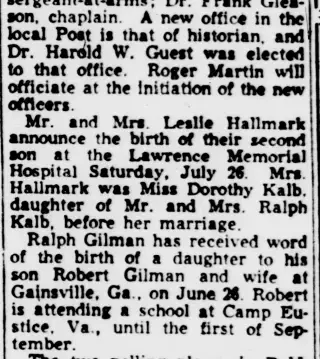 Birth Newspaper clipping from Aug 2, 1952 5800570