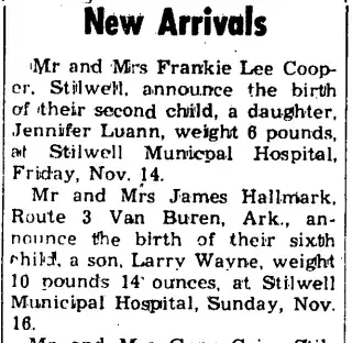 Birth Newspaper clipping from Nov 20, 1969 5801390