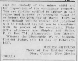Divorce Newspaper clipping from Feb 13, 1957 5803942
