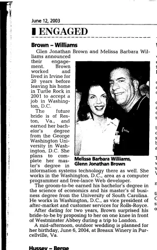 Marriage Newspaper clipping from Jun 12, 2003 5804435