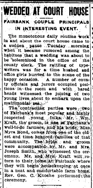 Marriage Newspaper clipping from Jan 17, 1908 5805425