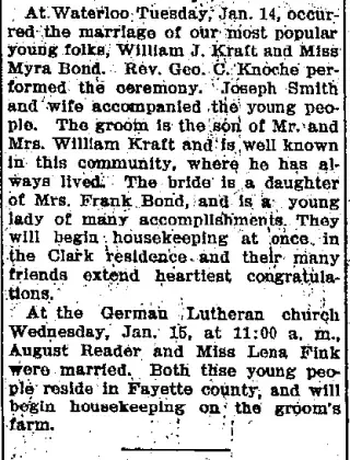 Marriage Newspaper clipping from Jan 21, 1908 5805430