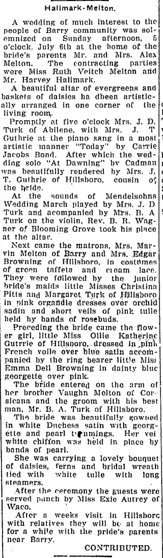 Marriage Newspaper clipping from Jul 22, 1924 5806753