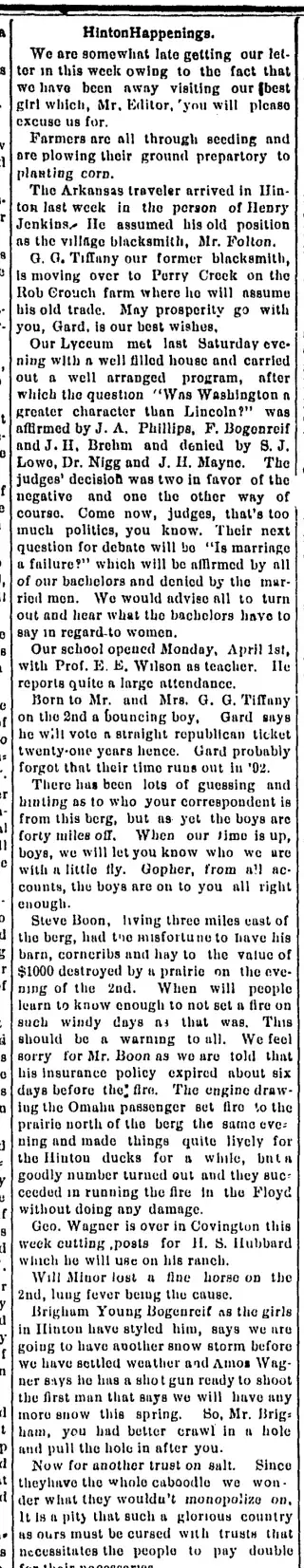 other Newspaper clipping from Apr 9, 1889 5808609