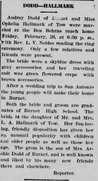 Marriage Newspaper clipping from Mar 4, 1937 5811814
