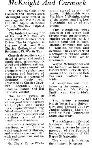 Marriage Newspaper clipping from Jan 18, 1976 5812419