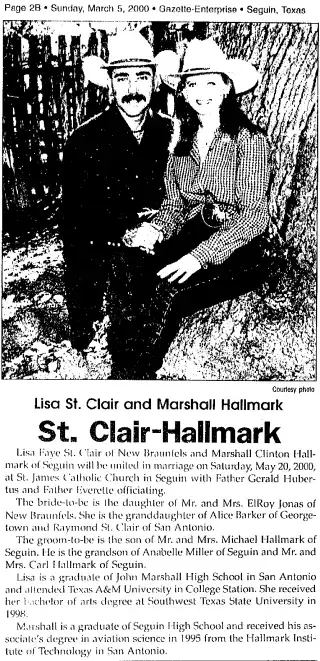 Marriage Newspaper clipping from Mar 5, 2000 5815720
