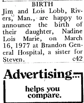 Birth Newspaper clipping from Apr 7, 1977 5816804