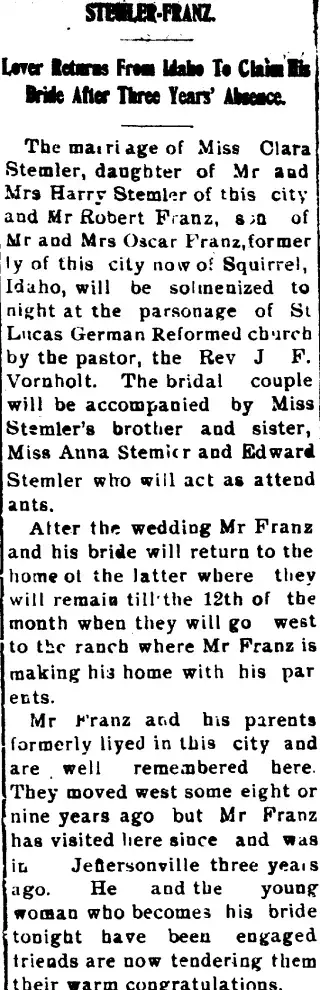Marriage Newspaper clipping from Jul 3, 1908 5817406