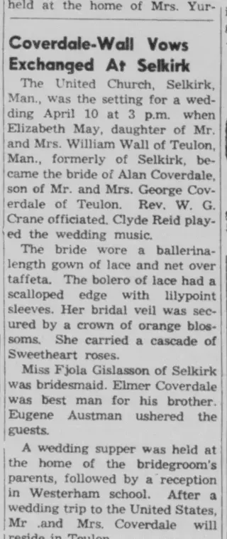 Marriage Newspaper clipping from May 6, 1954 5818743