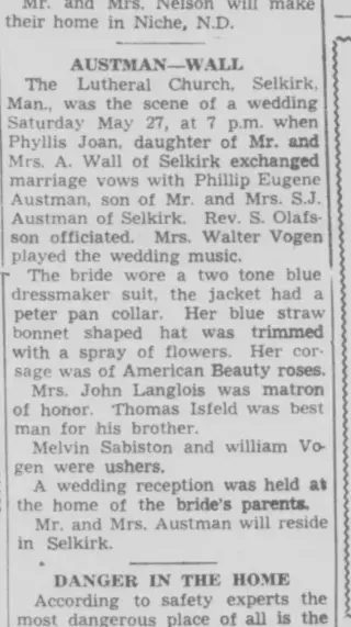 Marriage Newspaper clipping from Jun 15, 1950 5818754