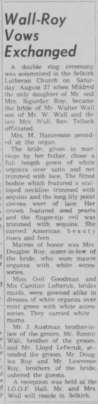 Marriage Newspaper clipping from Sep 7, 1960 5818799