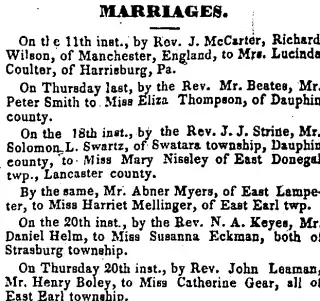 Marriage Newspaper clipping from Dec 25, 1849 5819434