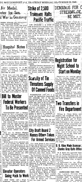 other Newspaper clipping from Sep 25, 1943 5820361