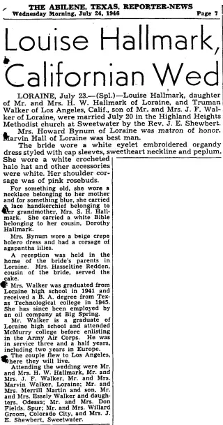 Marriage Newspaper clipping from Jul 24, 1946 5825297