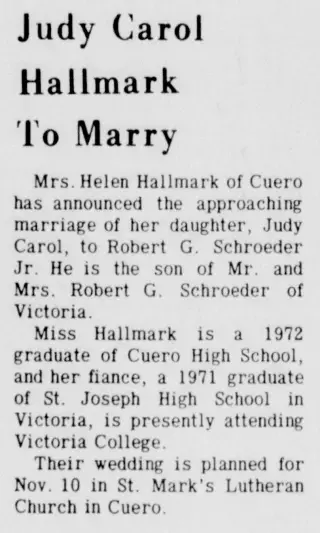 Marriage Newspaper clipping from Oct 14, 1972 5825344
