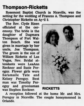 Marriage Newspaper clipping from May 9, 1993 5828431