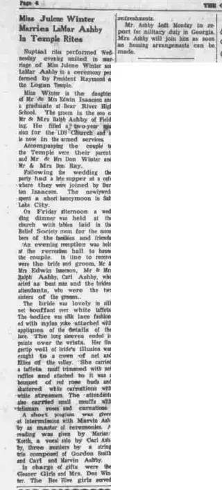 Marriage Newspaper clipping from Dec 5, 1952 5829035