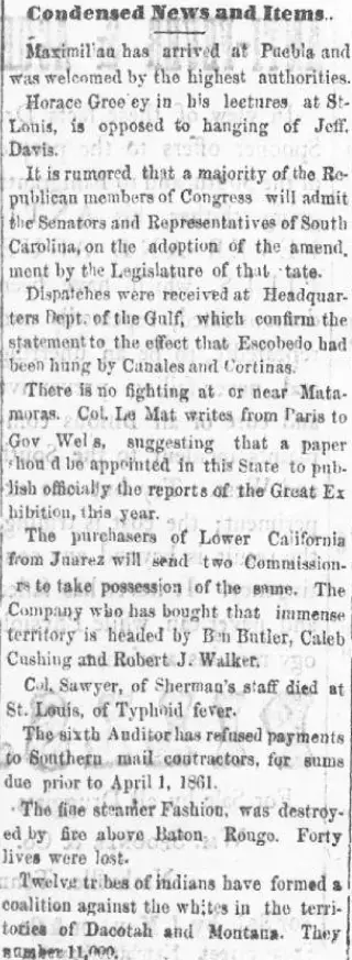 other Newspaper clipping from Jan 5, 1867 5829635