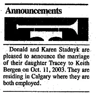 Marriage Newspaper clipping from Oct 25, 2003 5829917