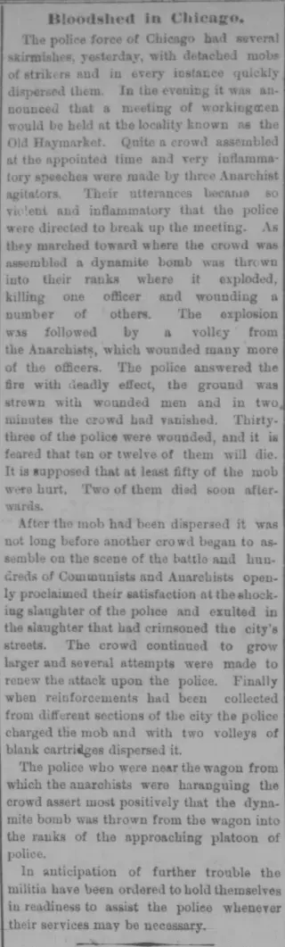 other Newspaper clipping from May 5, 1886 5830827