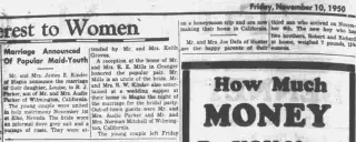 other Newspaper clipping from Nov 10, 1950 5831506