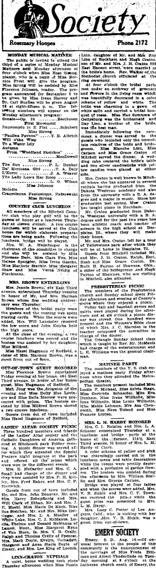 Marriage Newspaper clipping from Aug 16, 1924 5832207